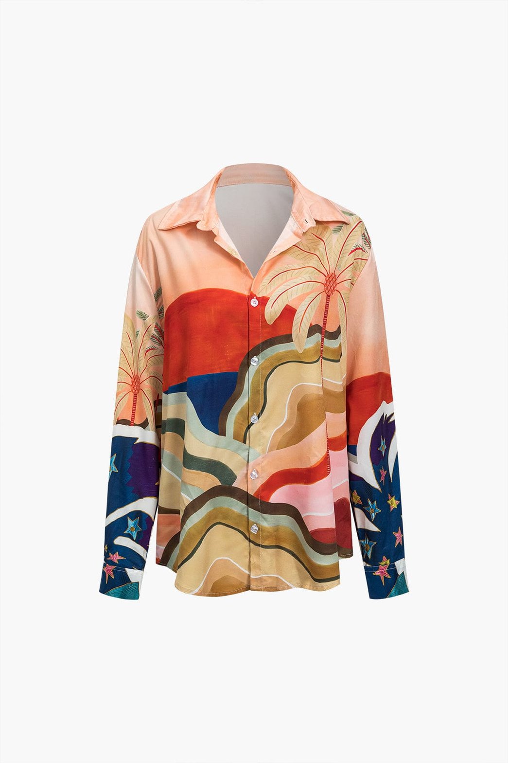 Ensemble tropical chemise et pantalon palmier détail motif sable