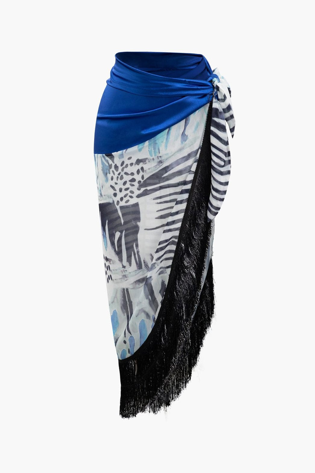 Jupe asymétrique à franges noires océan