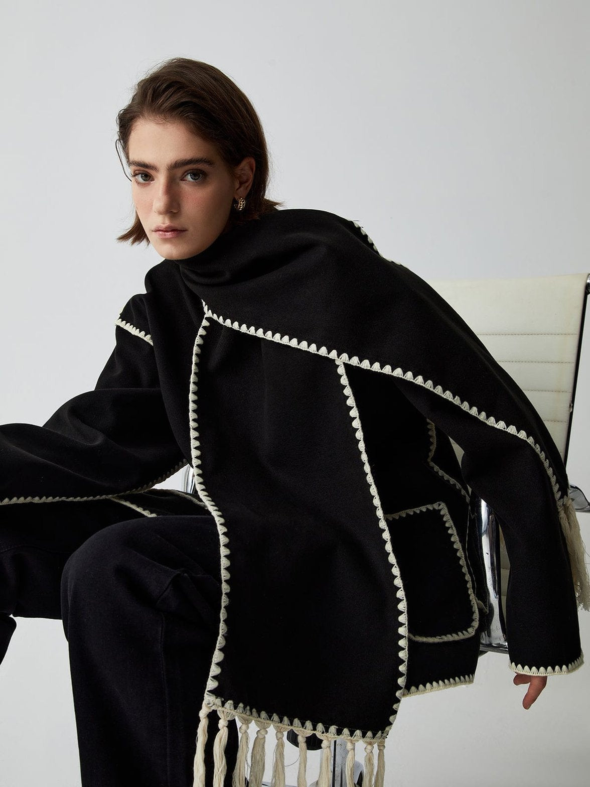 Ensemble Veste Élégante avec Écharpe Assortie