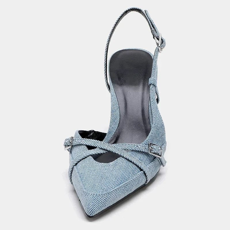 Escarpins denim vue dessus lune