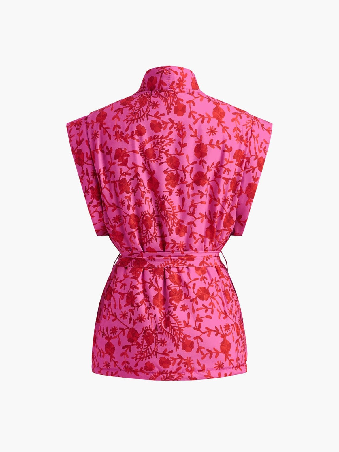 Gilet ceinturé motif floral étoile