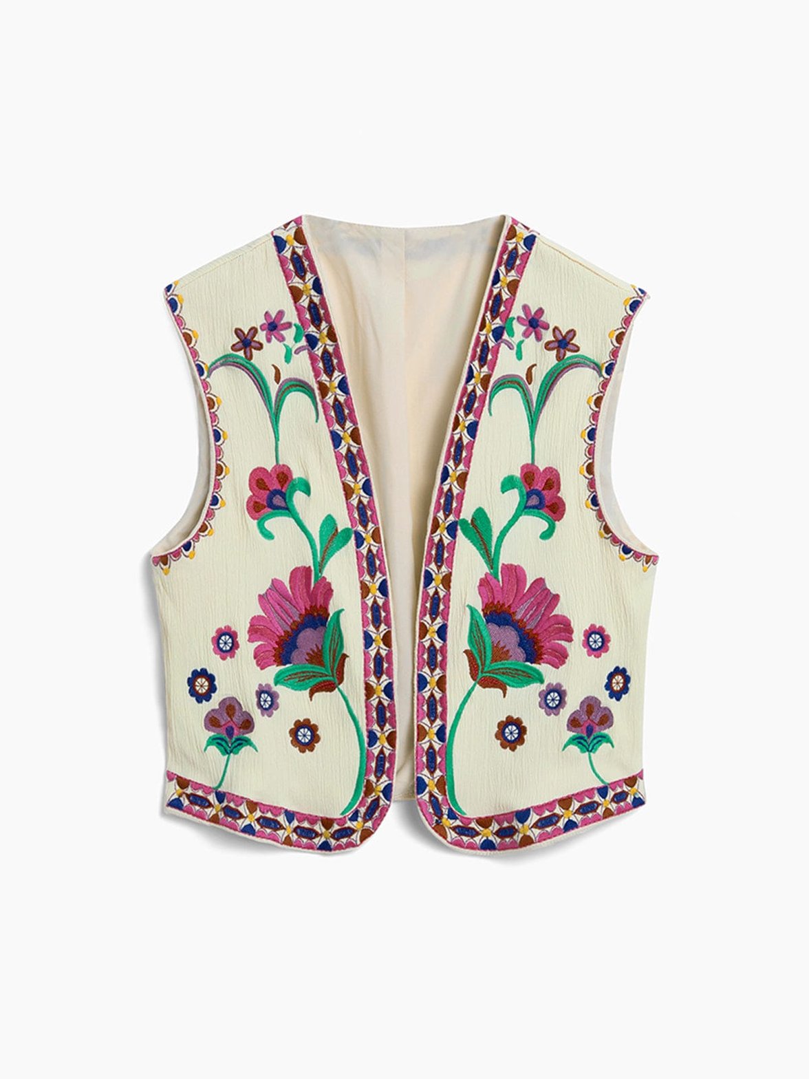 Gilet fleuri porté casual grâce