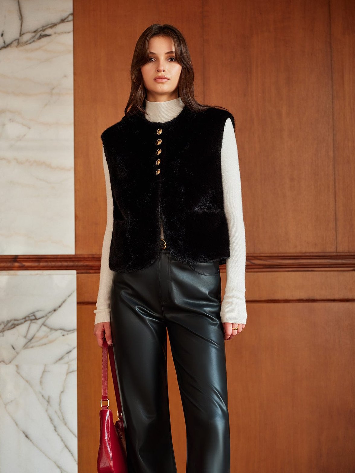 Gilet fashion en fausse fourrure sans manches élégance