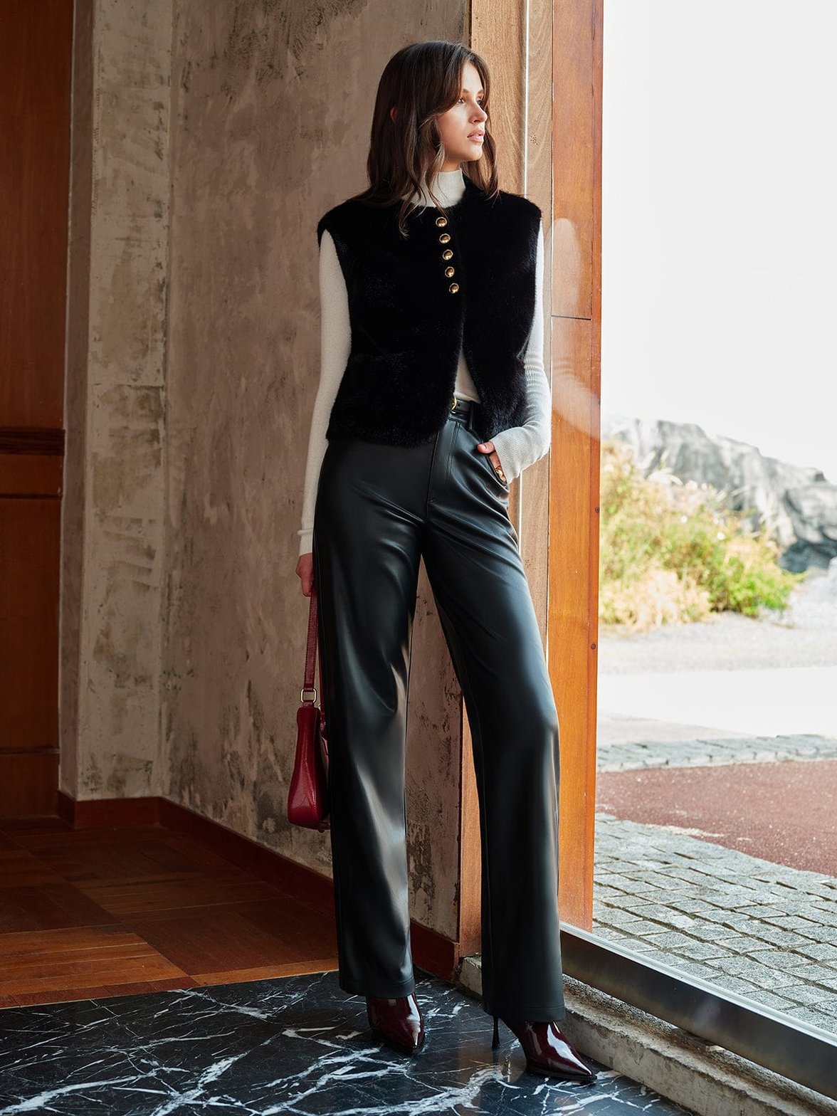 Gilet tendance en fausse fourrure boutonné sophistication