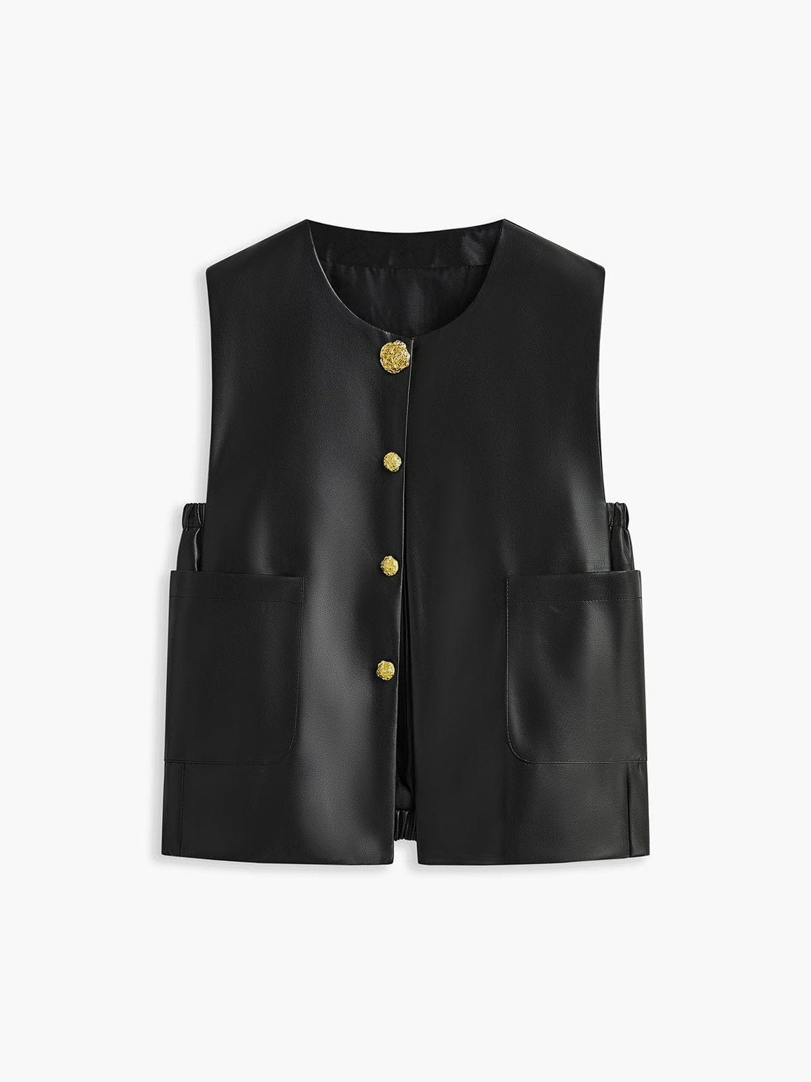 Gilet sans manches en similicuir noir élégance