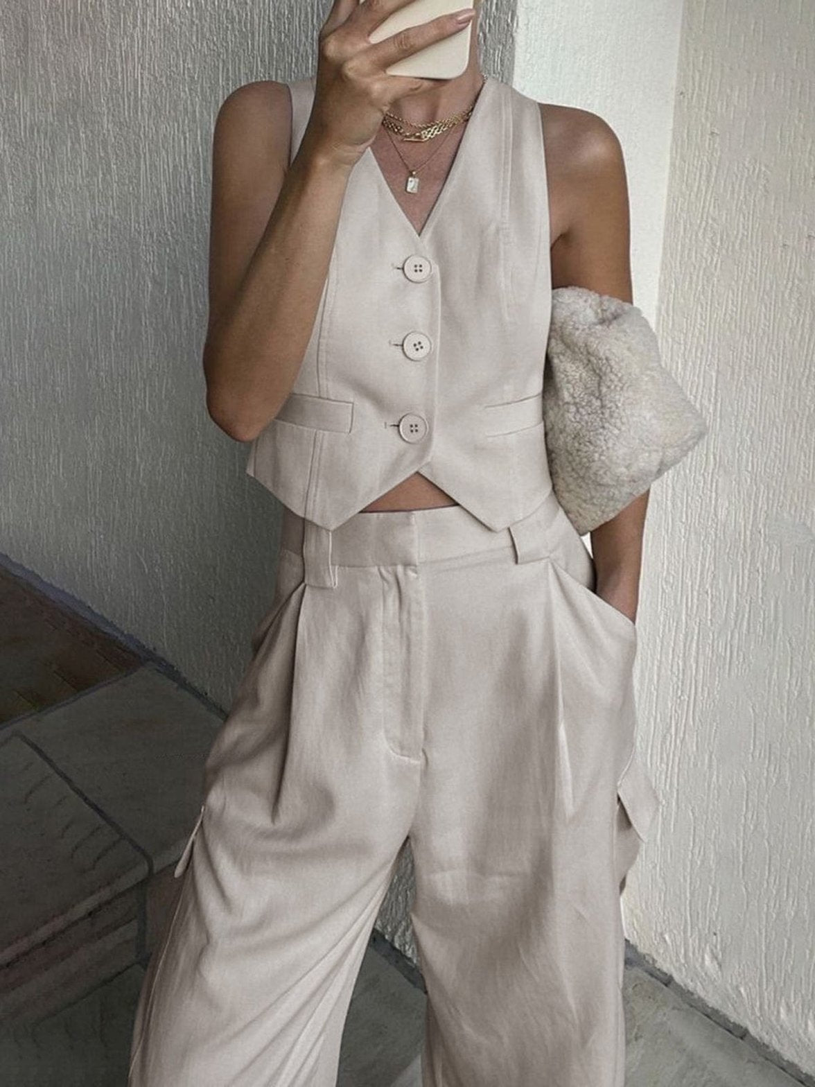 Gilet court beige élégant douceur