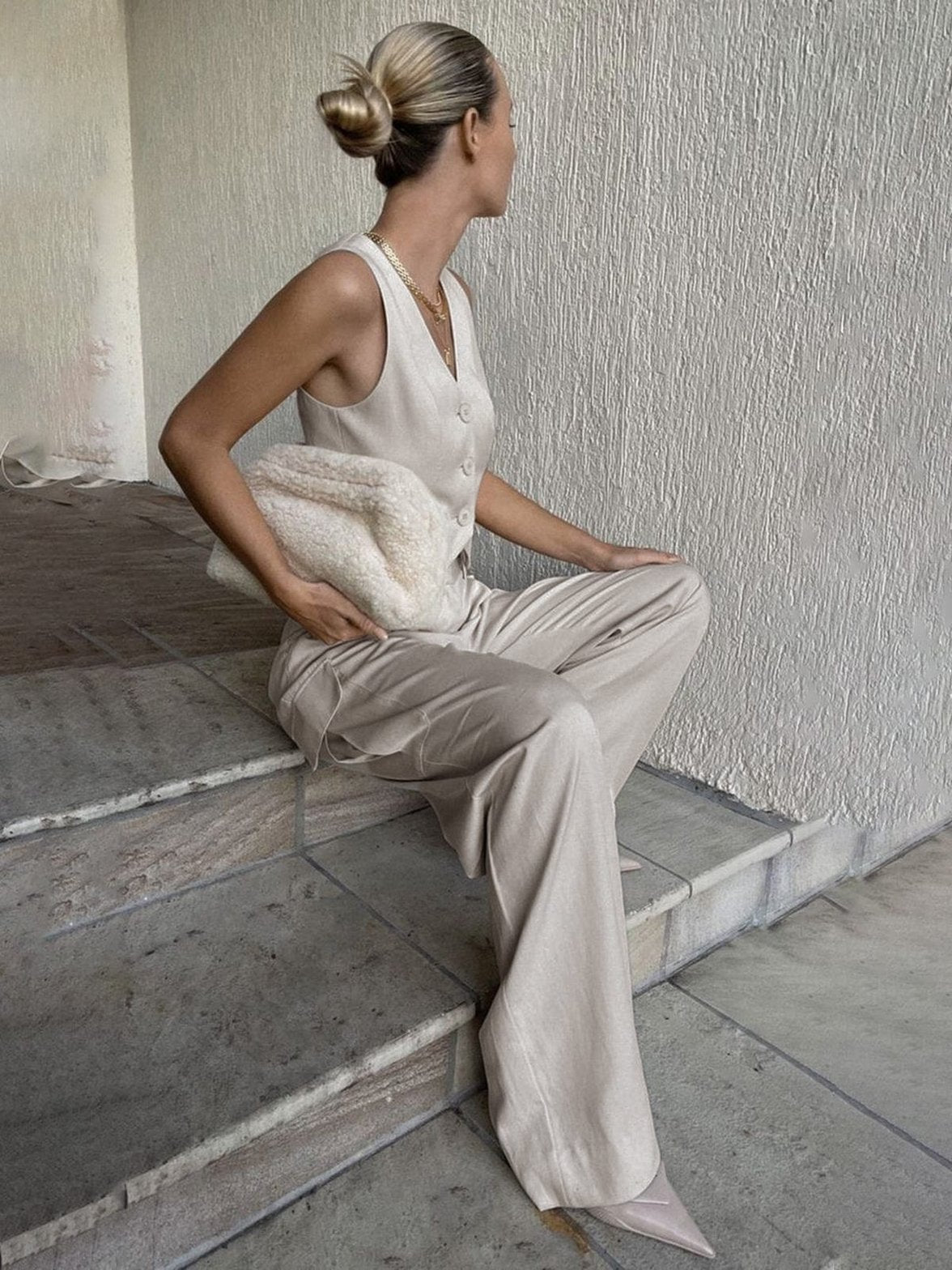 Gilet décontracté beige élégance