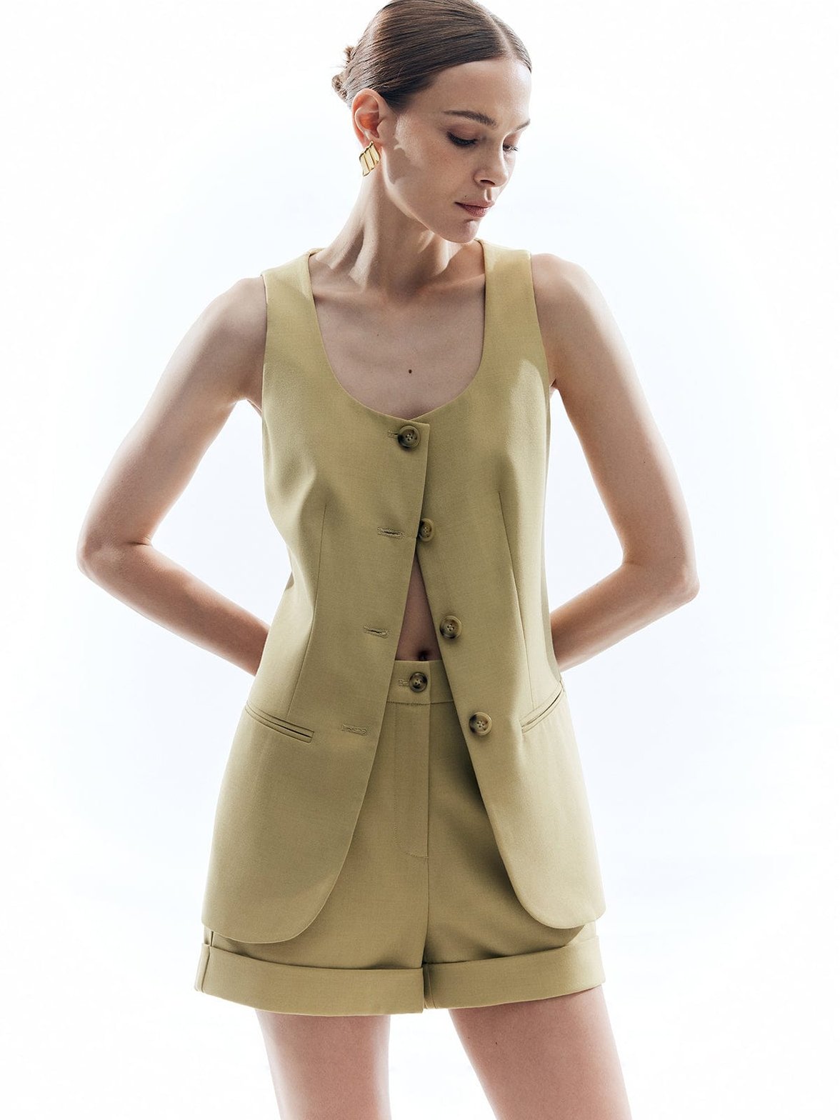 Gilet fendu beige élégant soleil