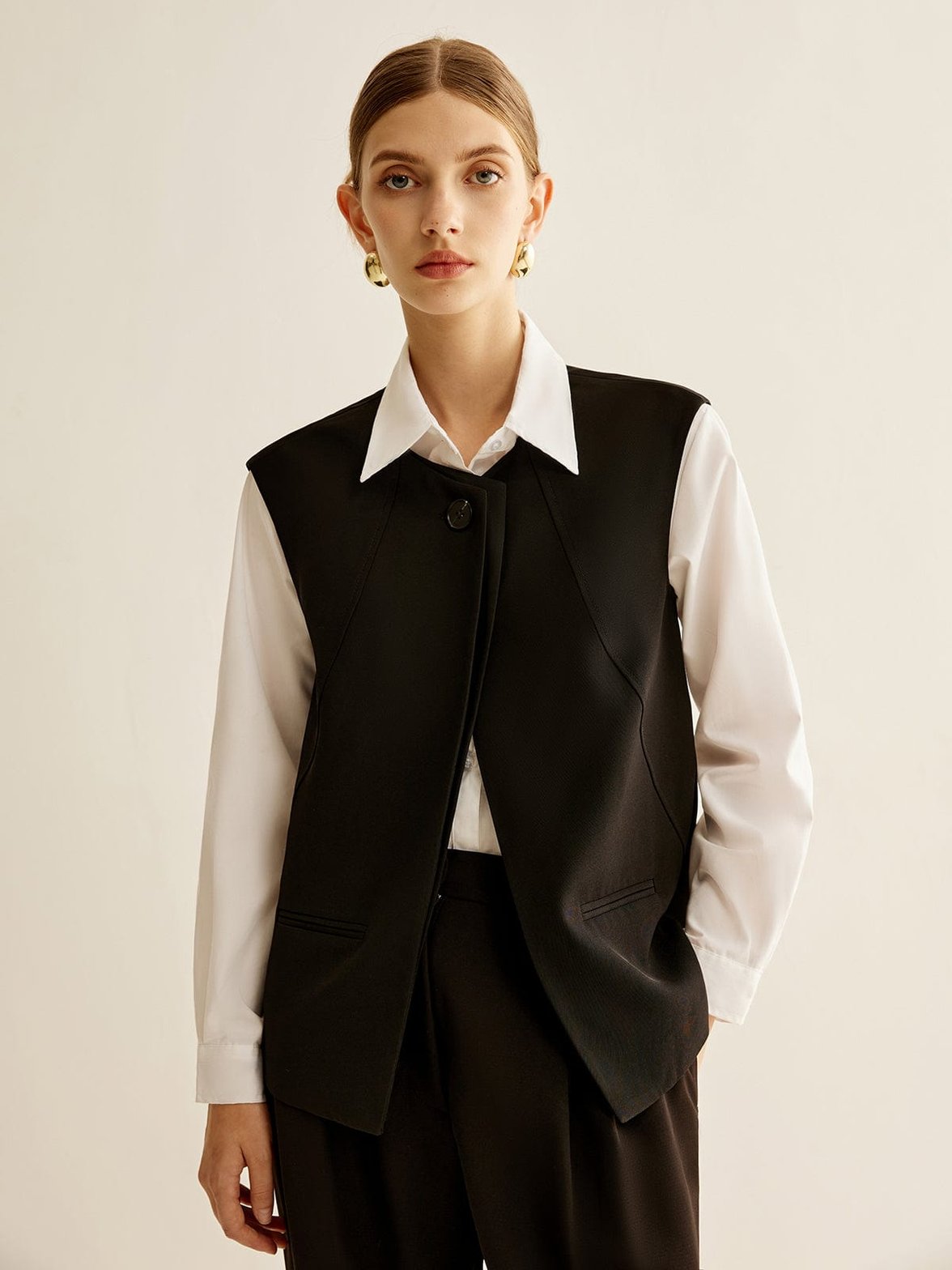 Gilet noir élégant vue de face passion