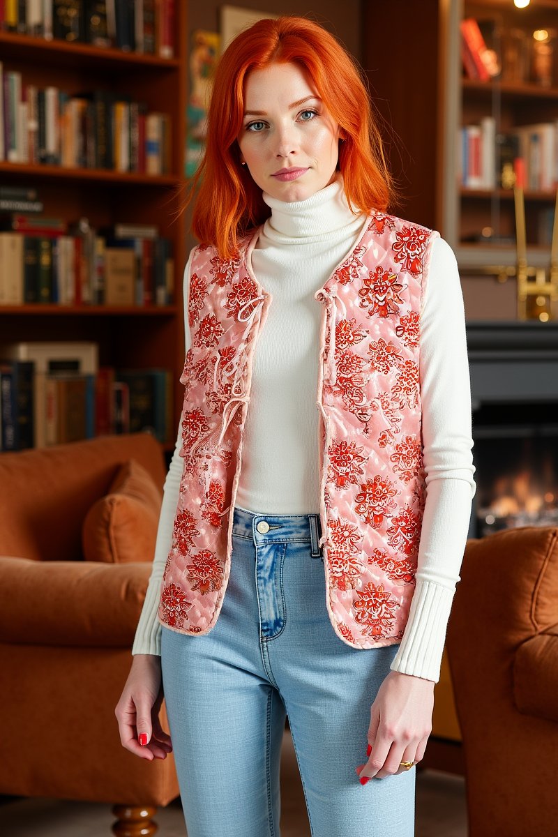 Gilet fleuri rose élégant douceur