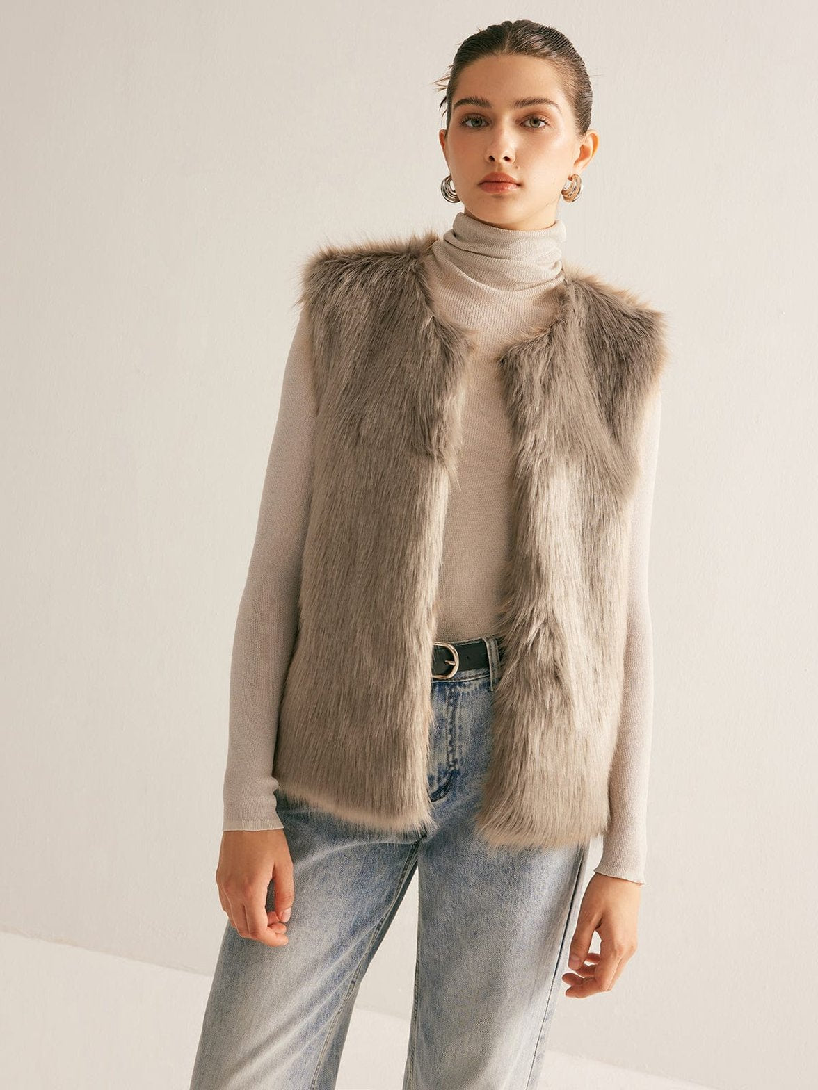 Gilet fausse fourrure gris confort