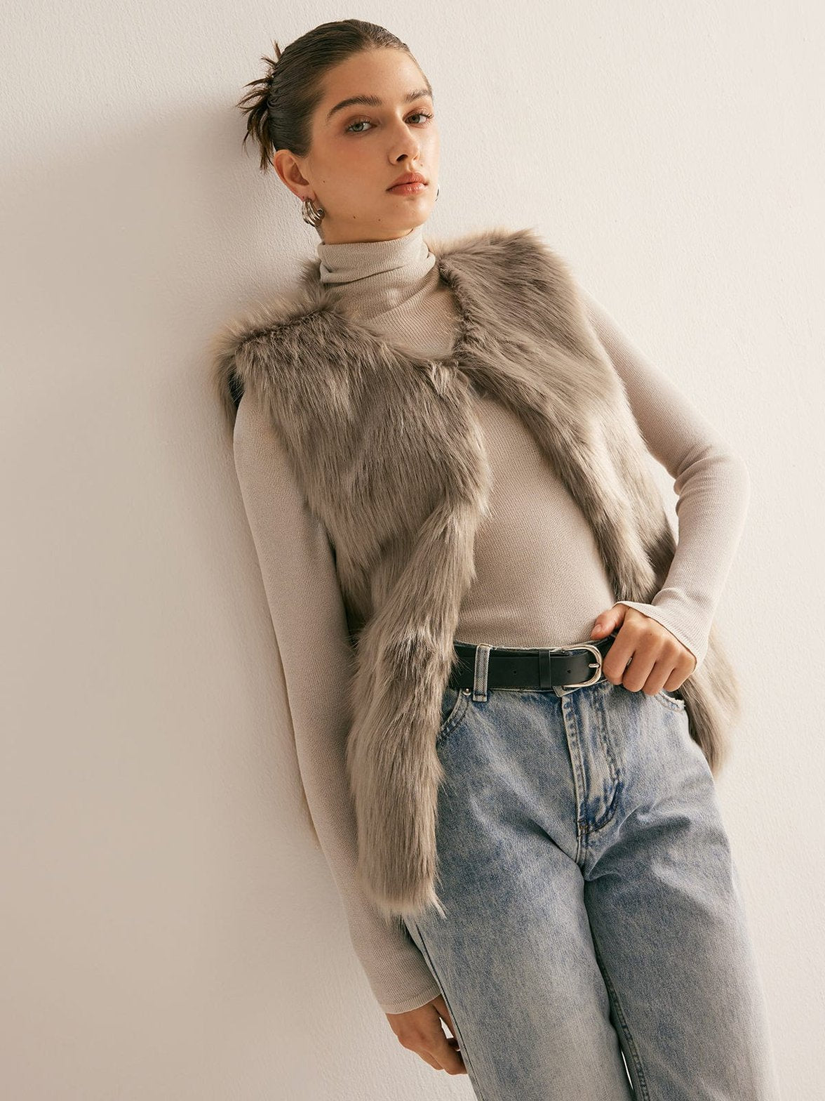 Gilet sans manches fourrure sophistication