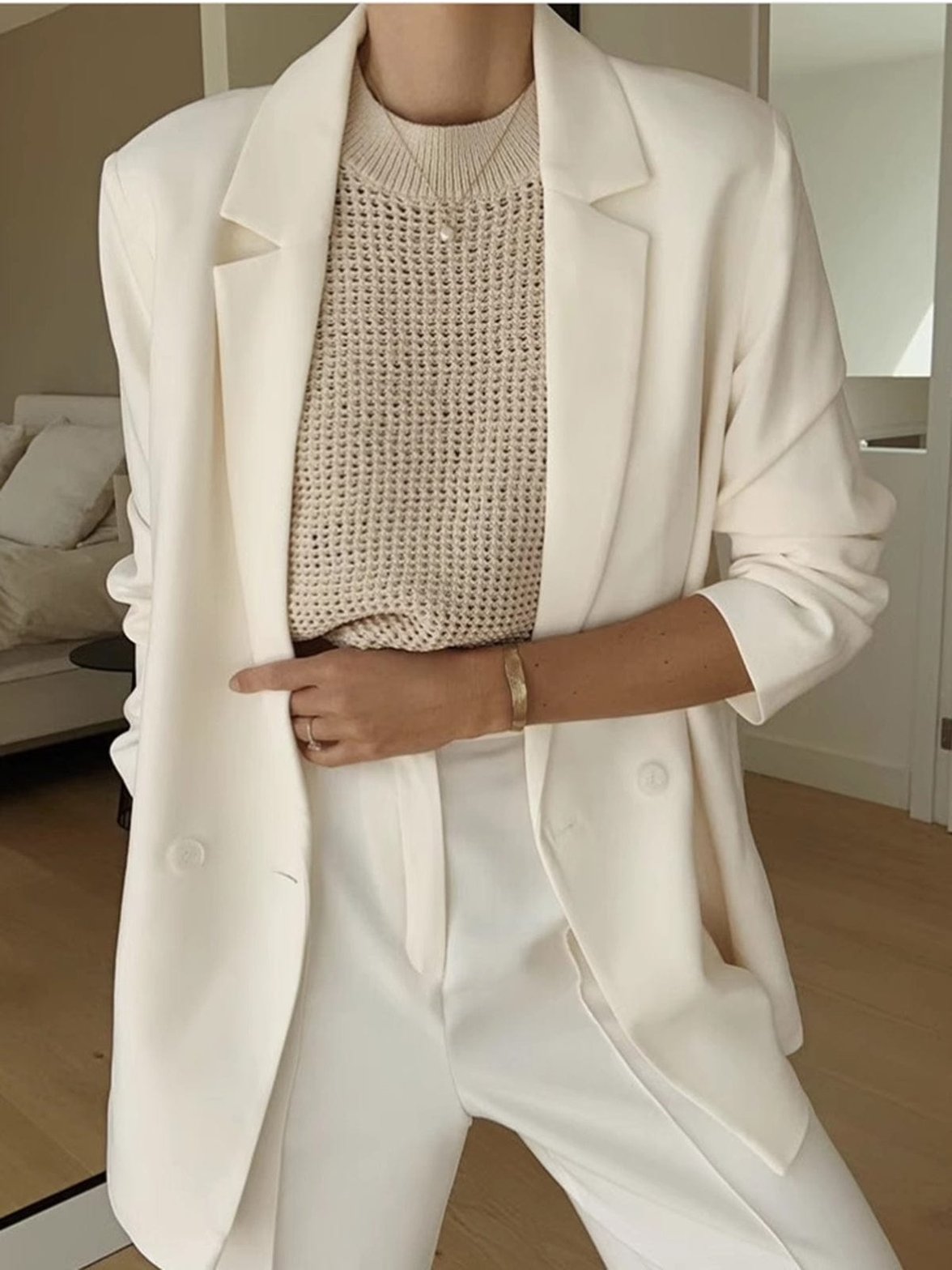 Gilet tricot beige vue détail harmonie