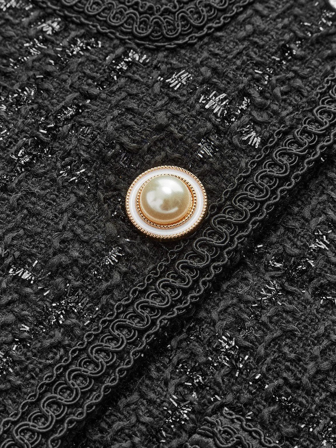 Gilet tweed noir vue de dos - Élégance