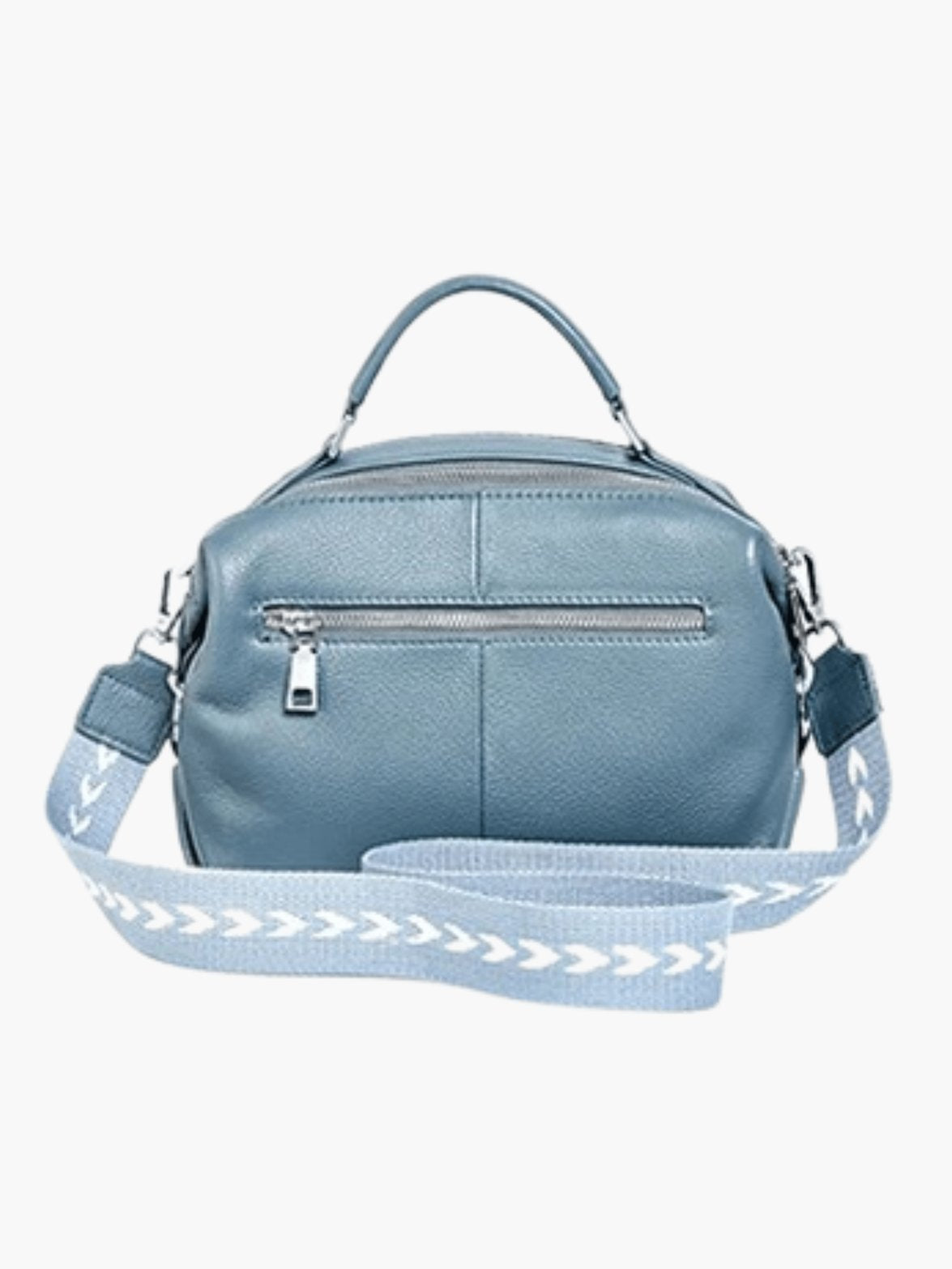 Sac en cuir bleu vue côté lune