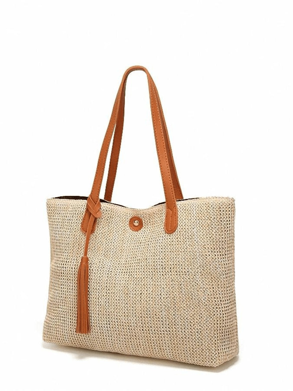 Vue de face du sac de plage en osier brise