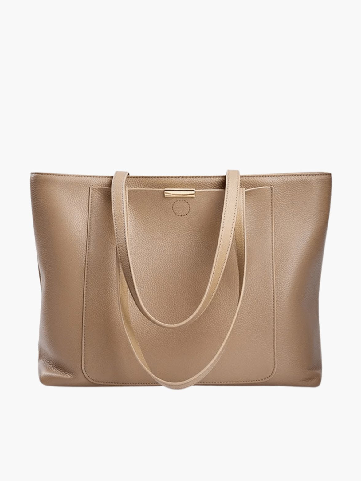 Sac fourre-tout en cuir beige élégant soleil