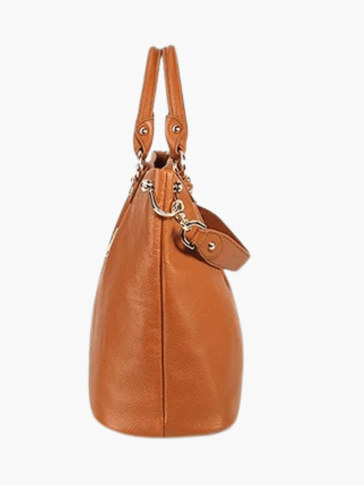 Sac hobo en cuir camel vue latérale étoile