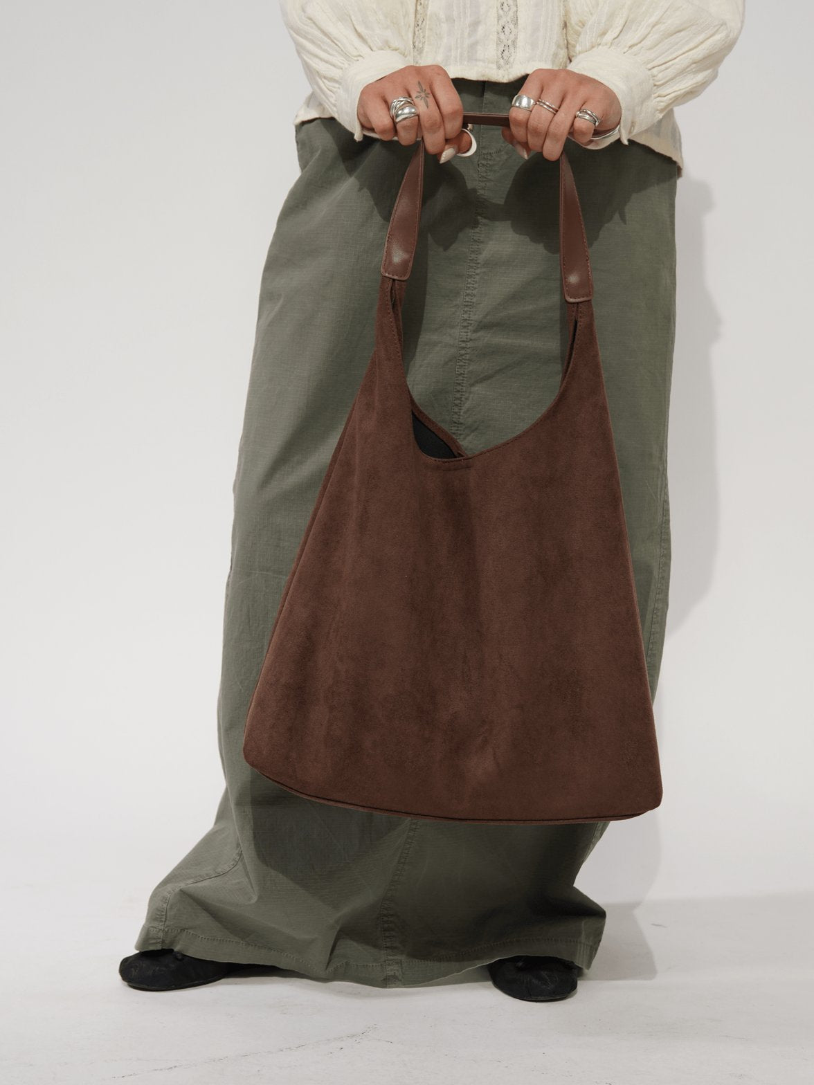 Grand Sac Hobo en Daim Végétal