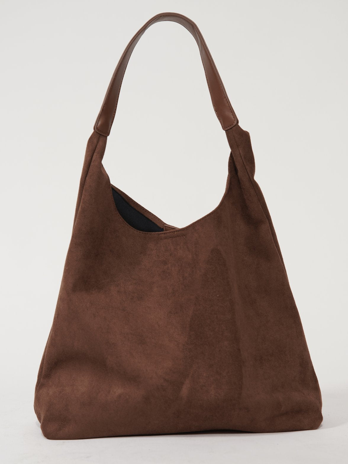 Sac hobo en daim marron vue de face - Douceur