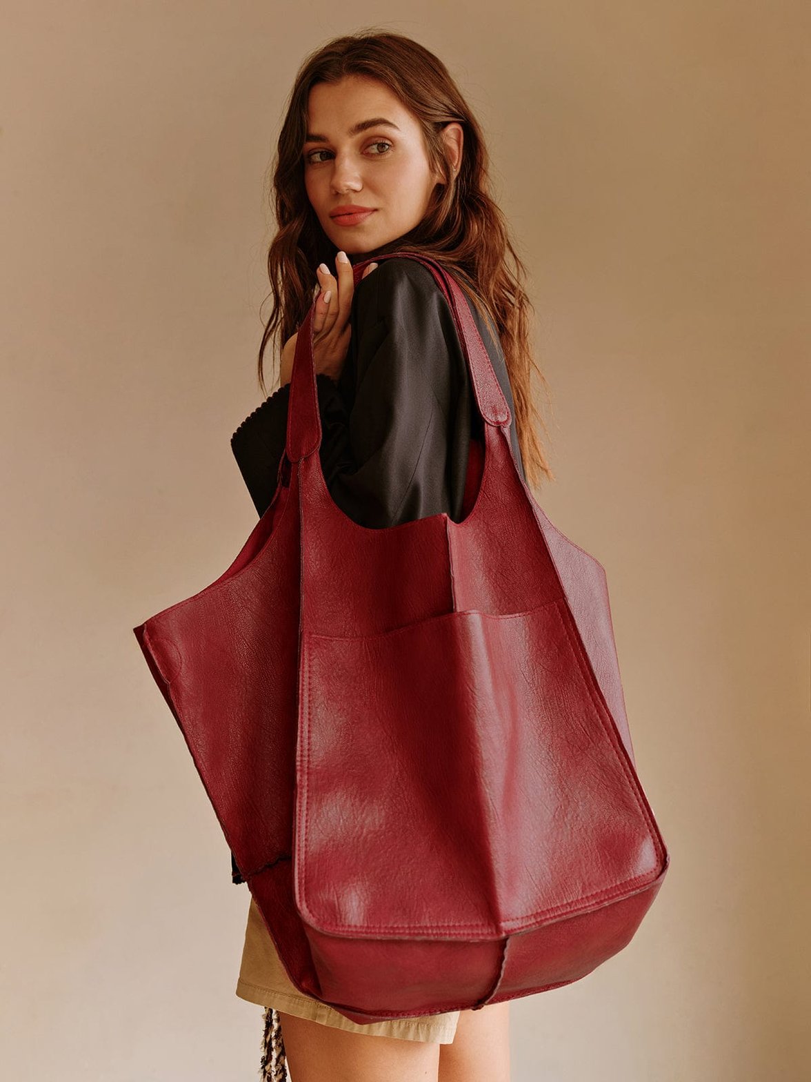 Grand sac shopping rouge tendance liberté