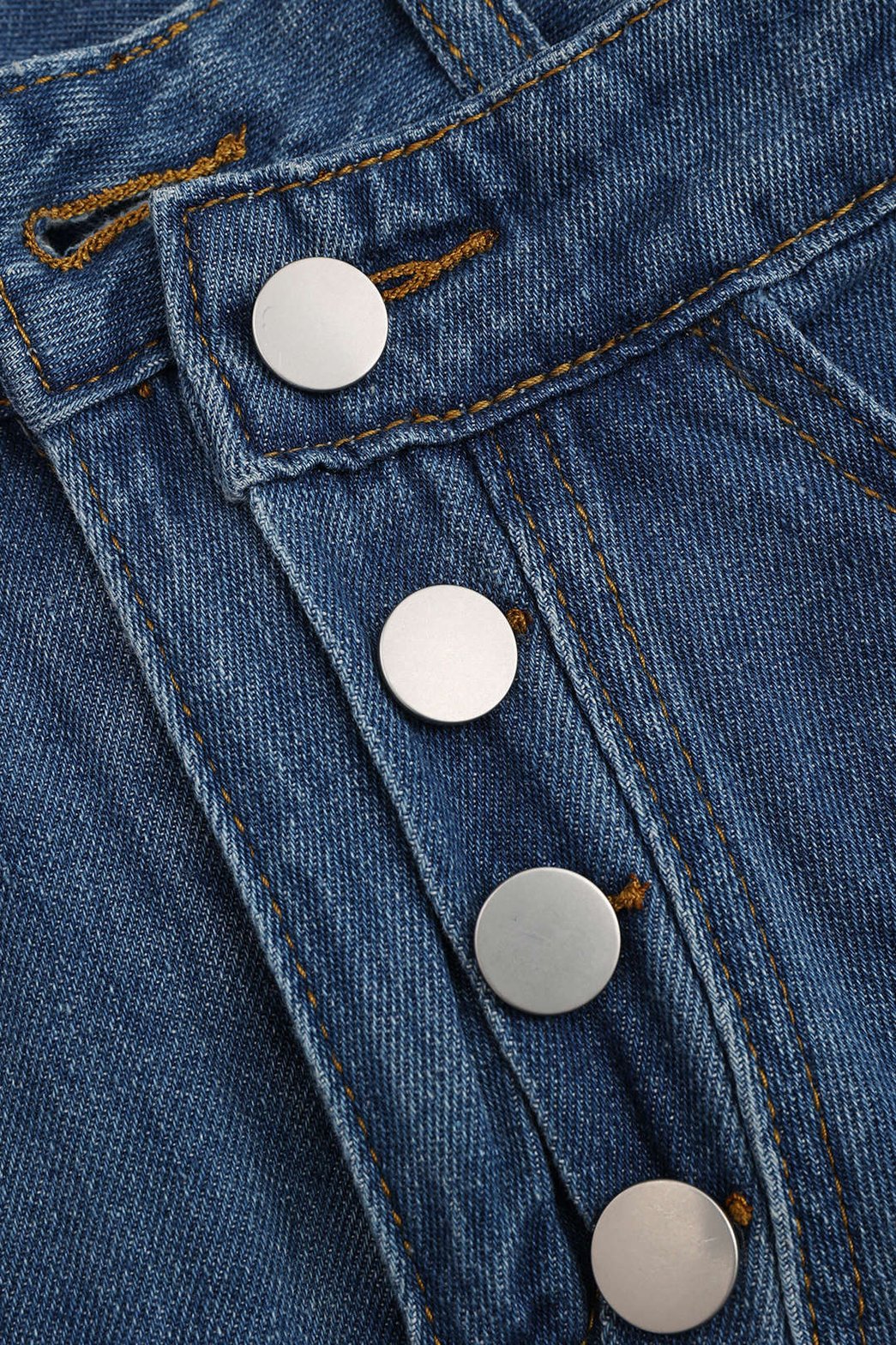 Jean droit taille haute détail poches cristal