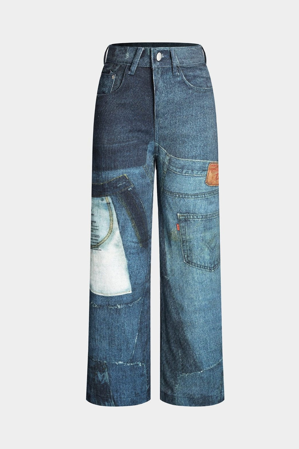 Jean patchwork vintage à jambes larges soleil