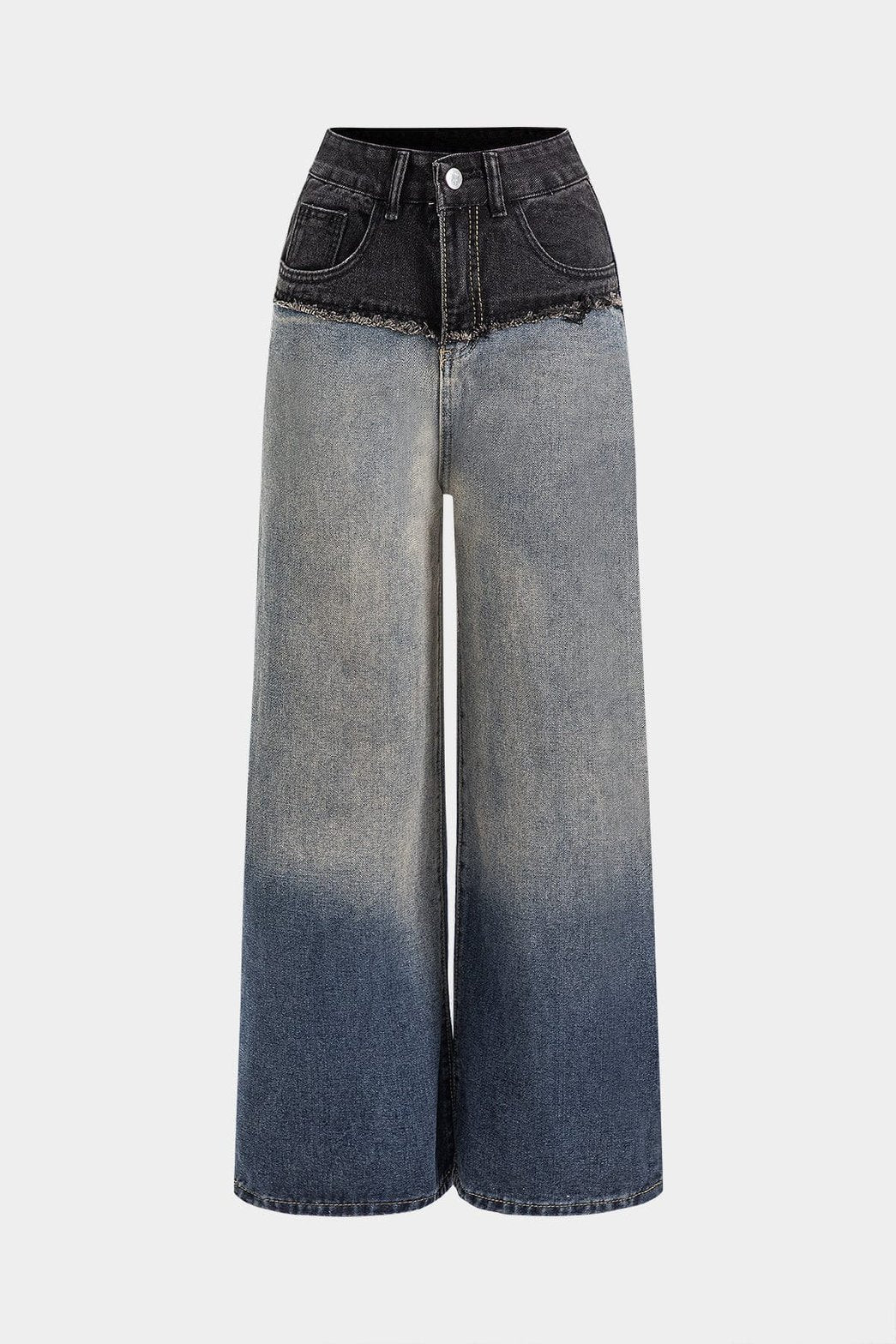 Jean patchwork bicolore vue avant soleil