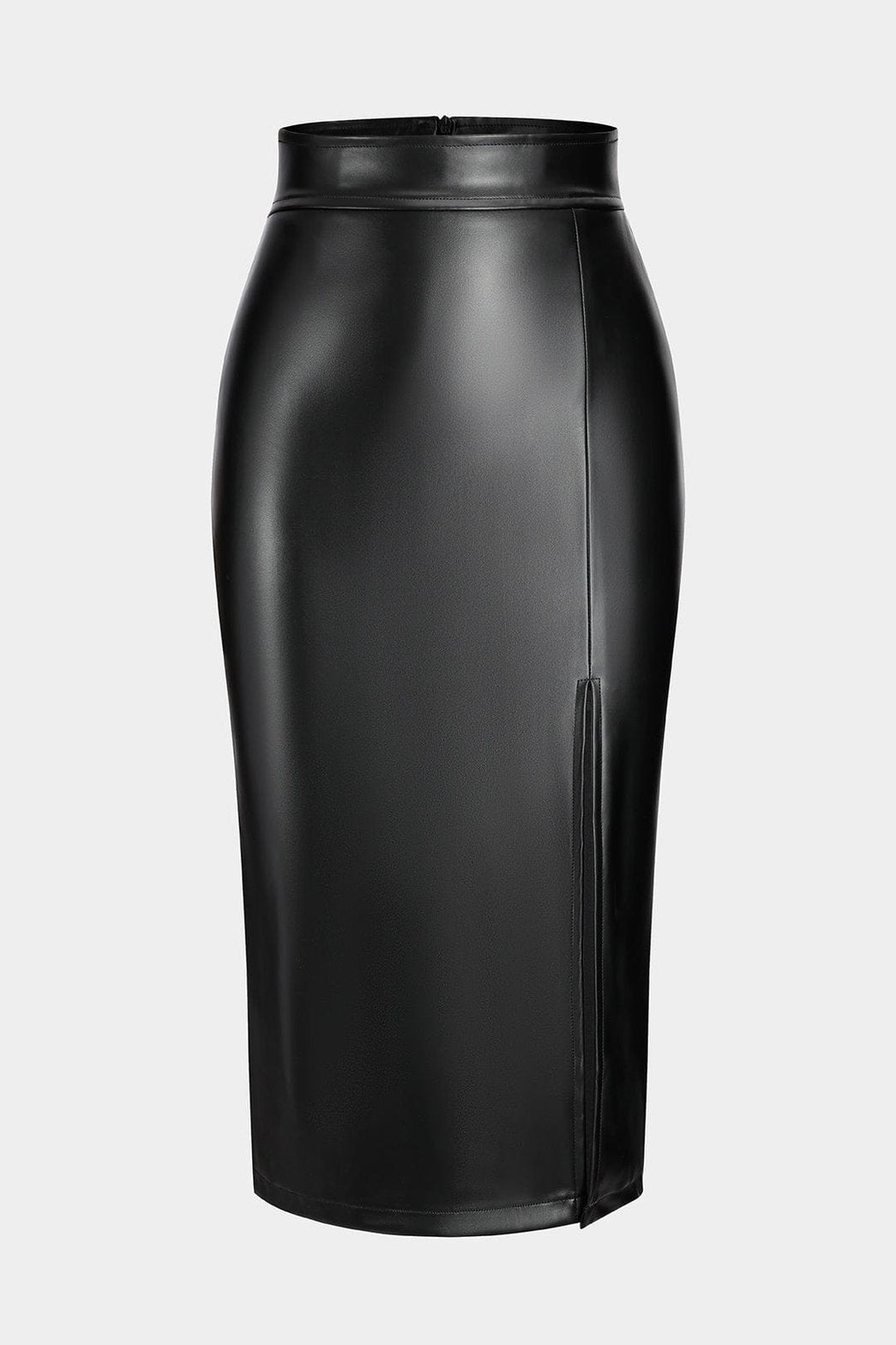 Jupe crayon cuir synthétique noir élégante sunset