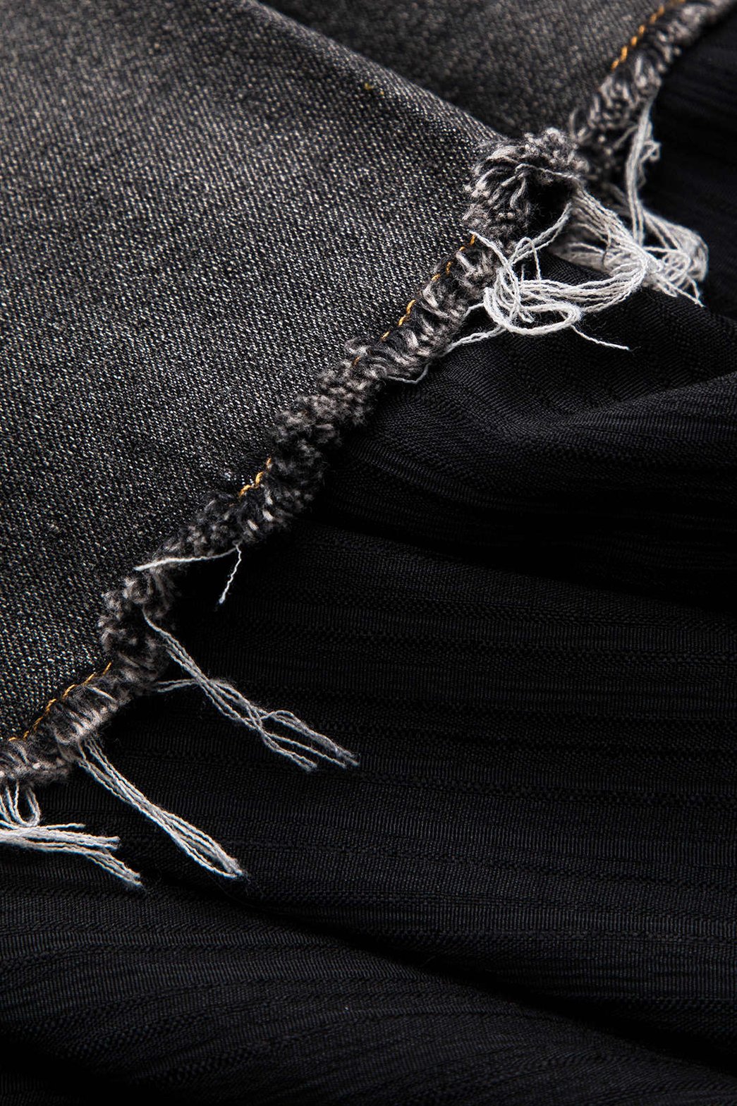 Jupe denim patchwork asymétrique vue ensemble prisme