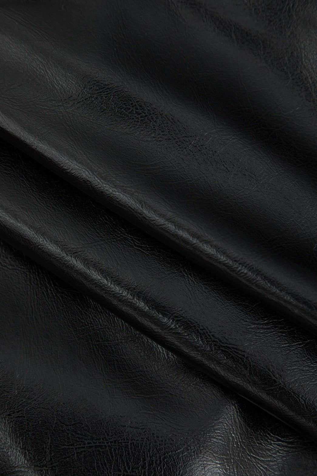 Jupe fendue cuir et lin vue arrière fleur