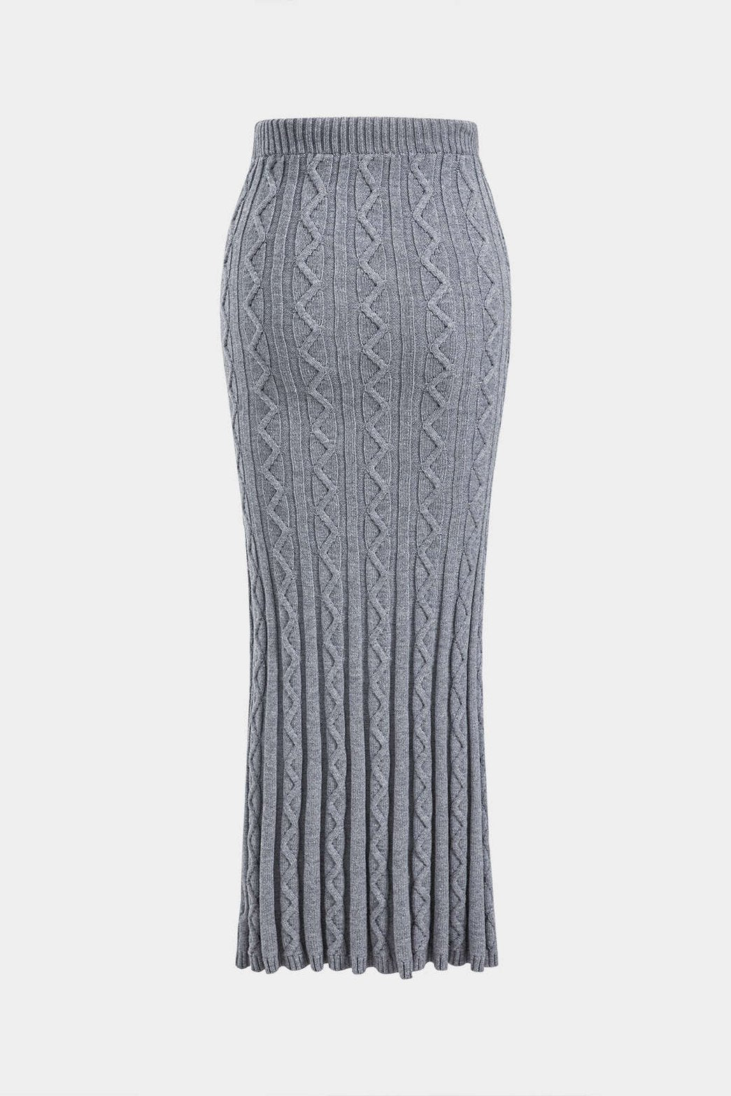 Jupe longue tricot grise ajustable détail maille élégance