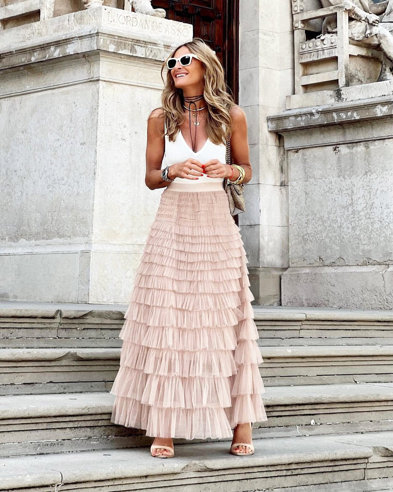 Jupe tulle longue élégante soleil
