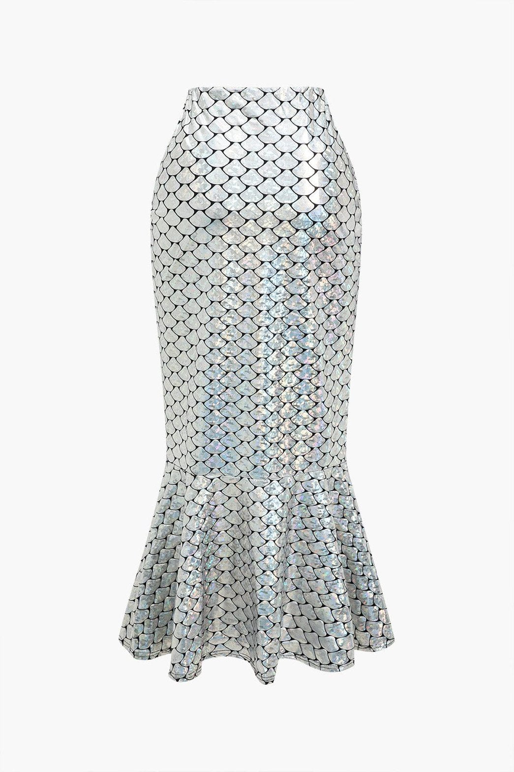 Jupe moulante métallisée écailles lune