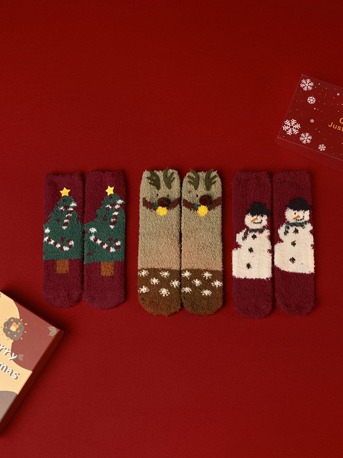 Chaussettes de Noël motif sapin flocon