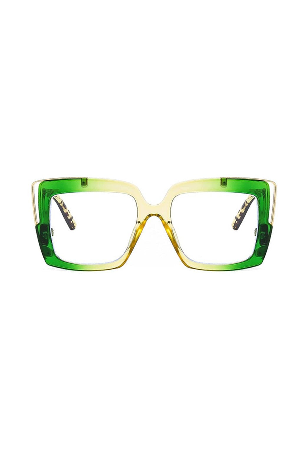 Lunettes de soleil carrées dégradées vert-jaune zeste