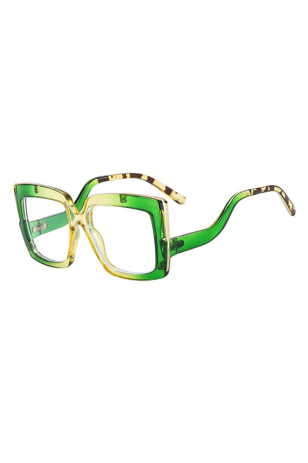 Lunettes de soleil carrées dégradées vert-jaune prisme