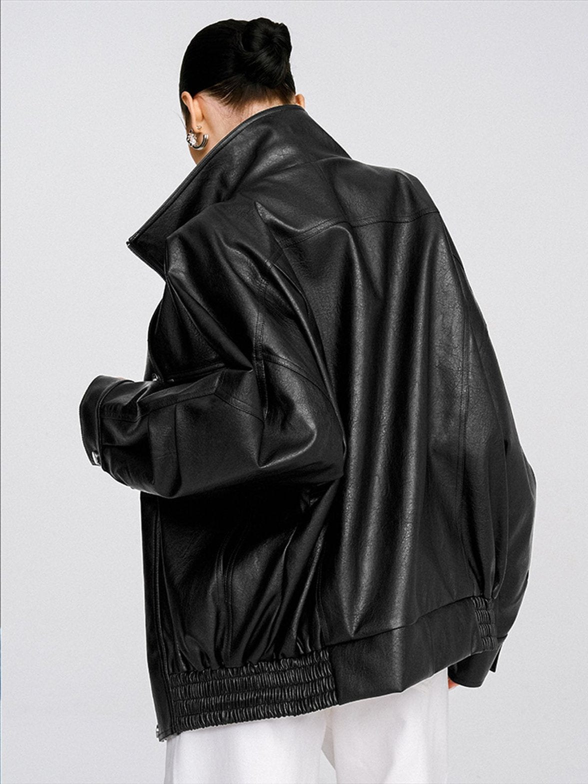 Manteau style motard en simili cuir étoile