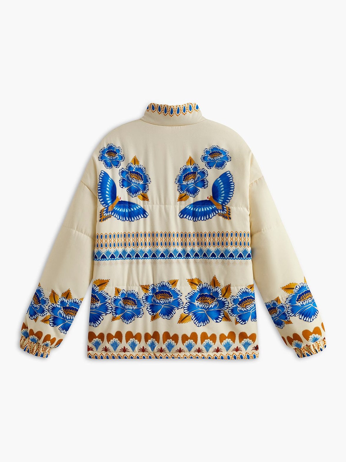 Manteau motif bohème détail fleurs étoile