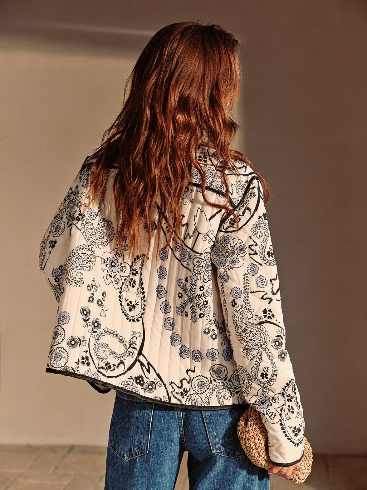 Manteau bohème imprimé vue d'ensemble grâce