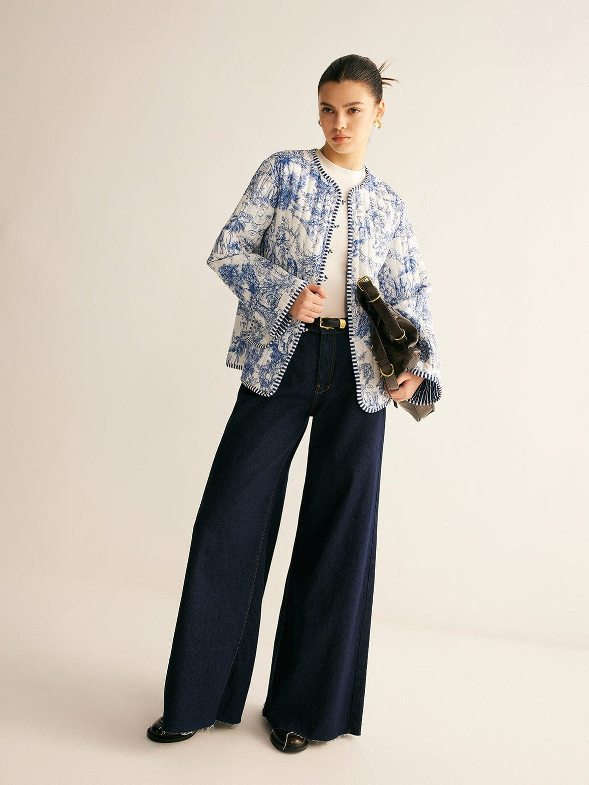 Manteau imprimé fleuri bleu harmonie