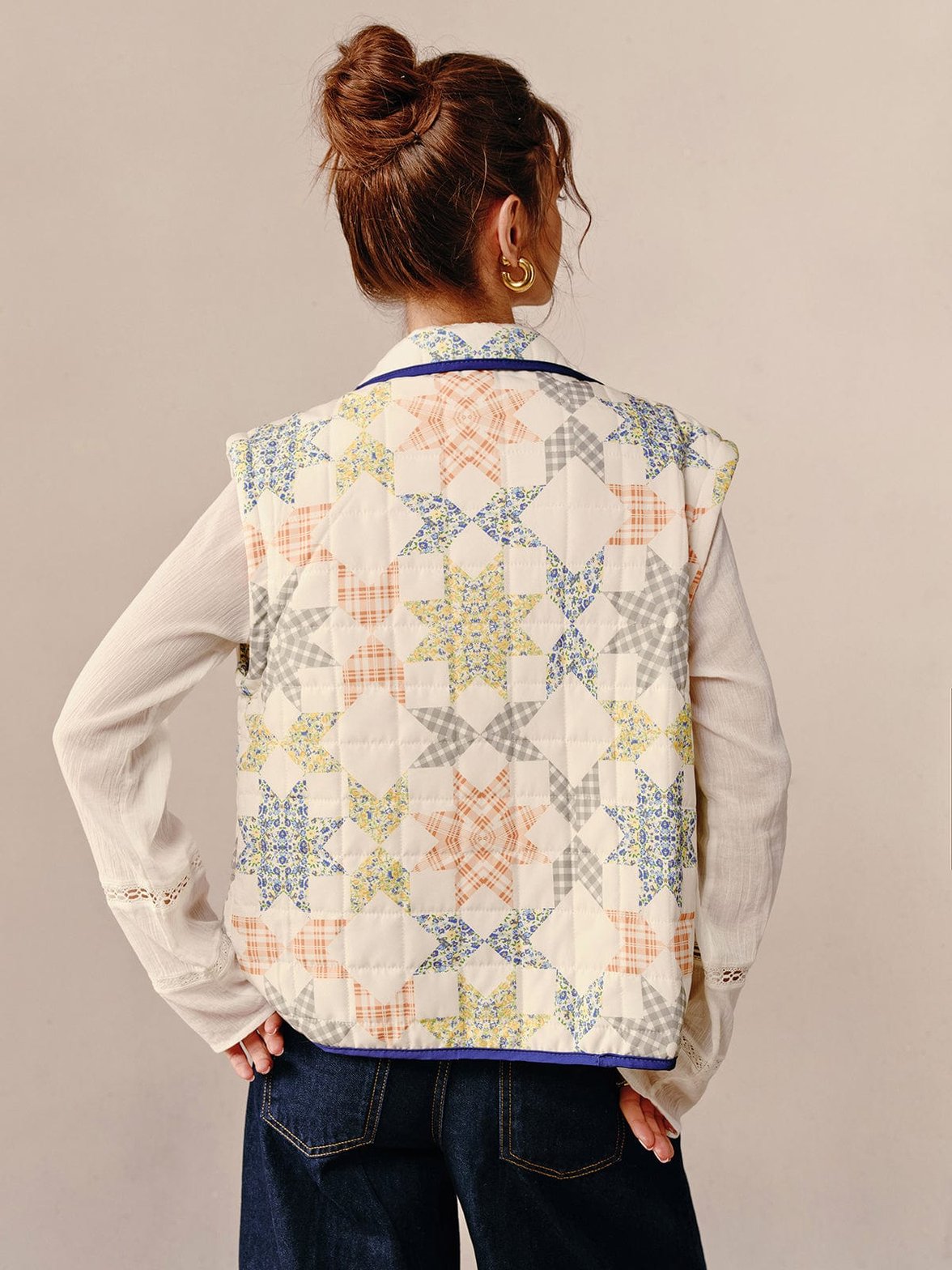 Manteau bohème patchwork vue portée vent