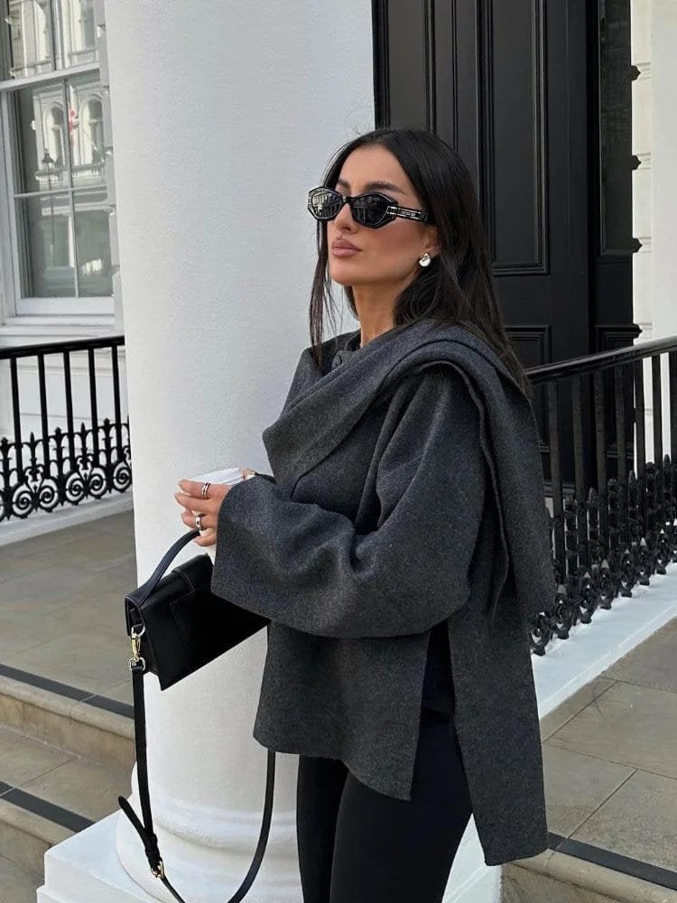 Manteau chic avec écharpe assortie confort