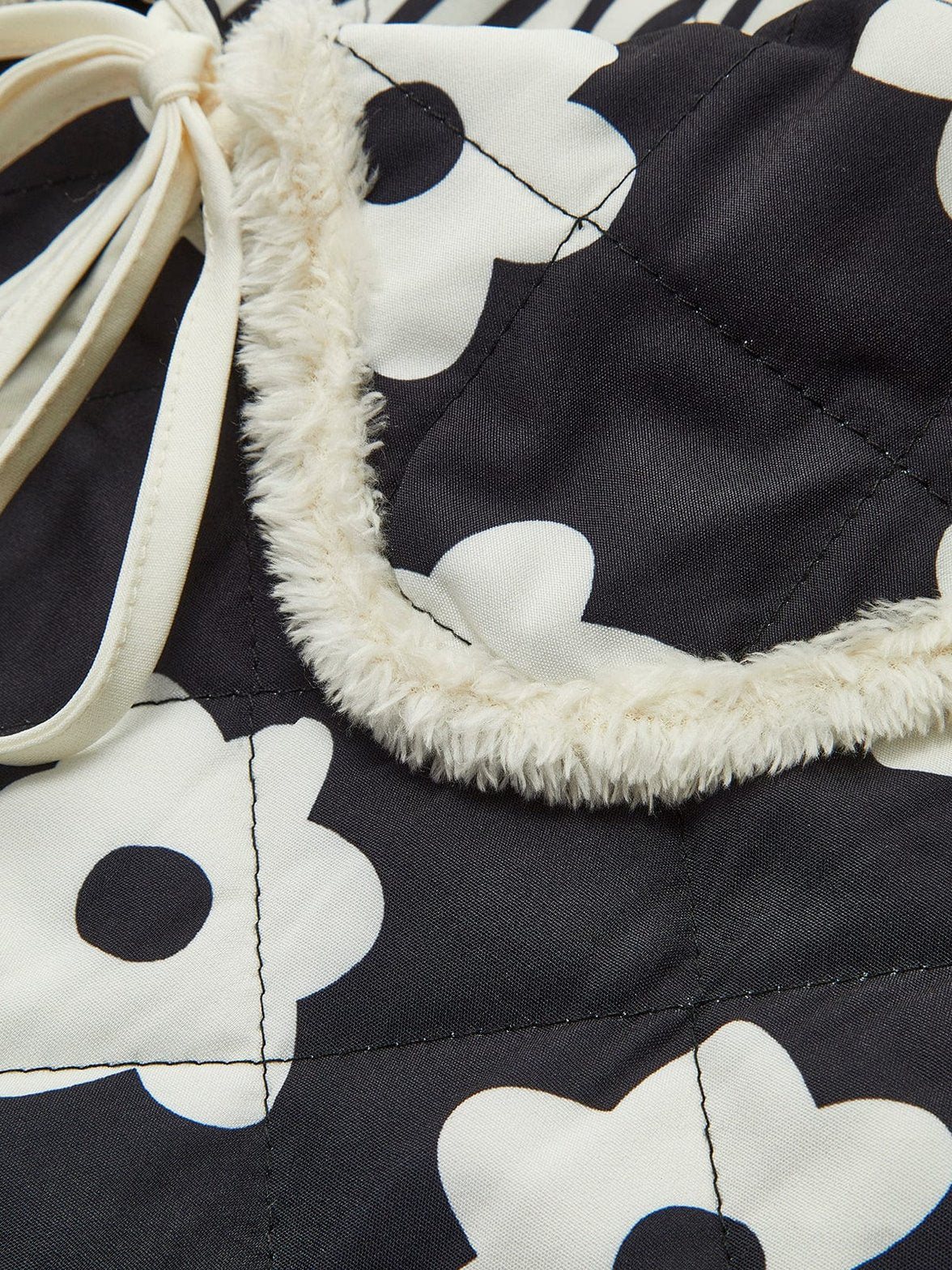Manteau floral d'hiver vue de dos lune