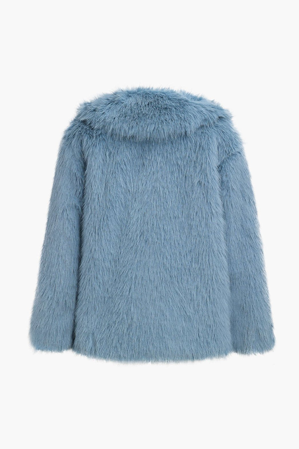 Manteau fausse fourrure bleu détail texture confort