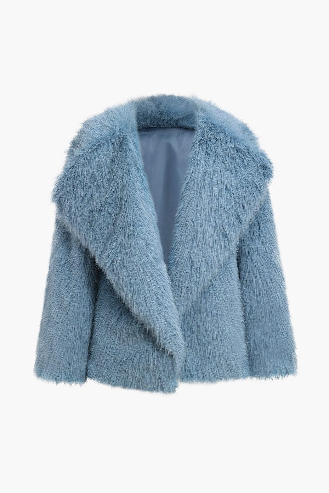 Manteau fausse fourrure bleu vue de côté chaleur