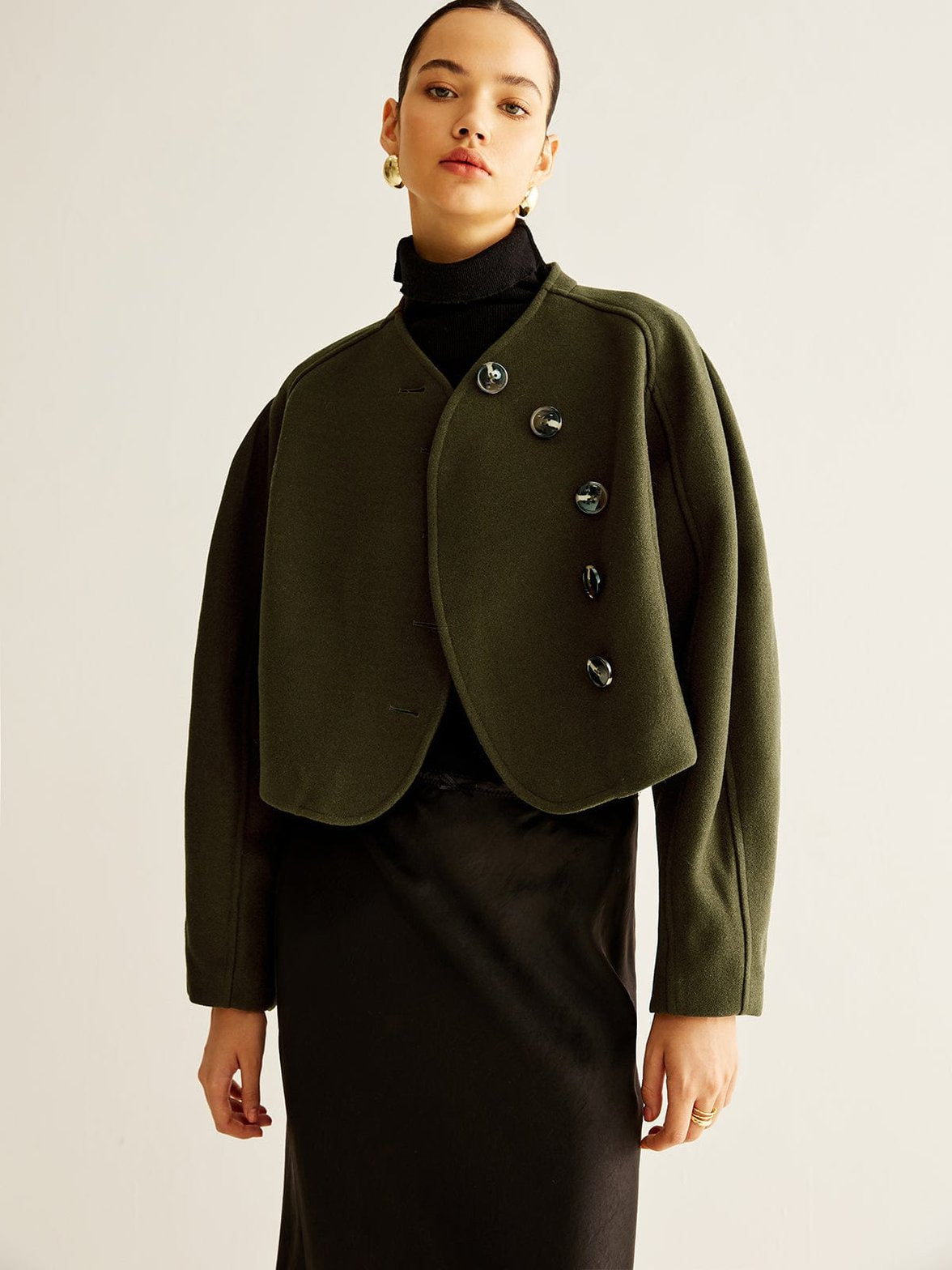 Manteau asymétrique style militaire - force