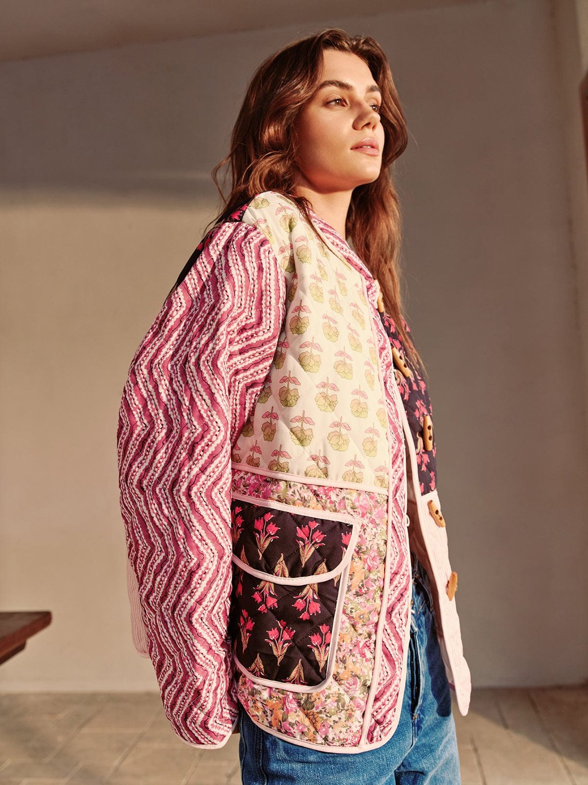 Manteau patchwork floral vue dos style
