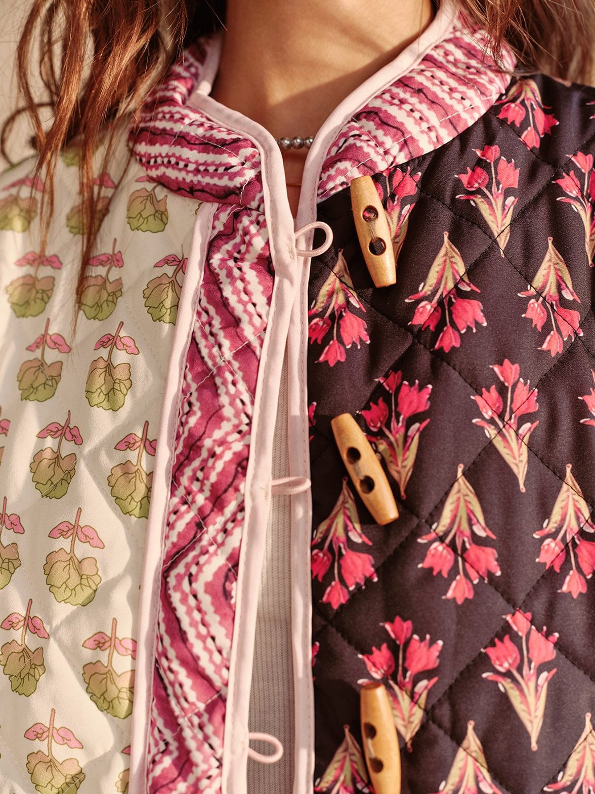 Manteau patchwork floral vue complète grâce