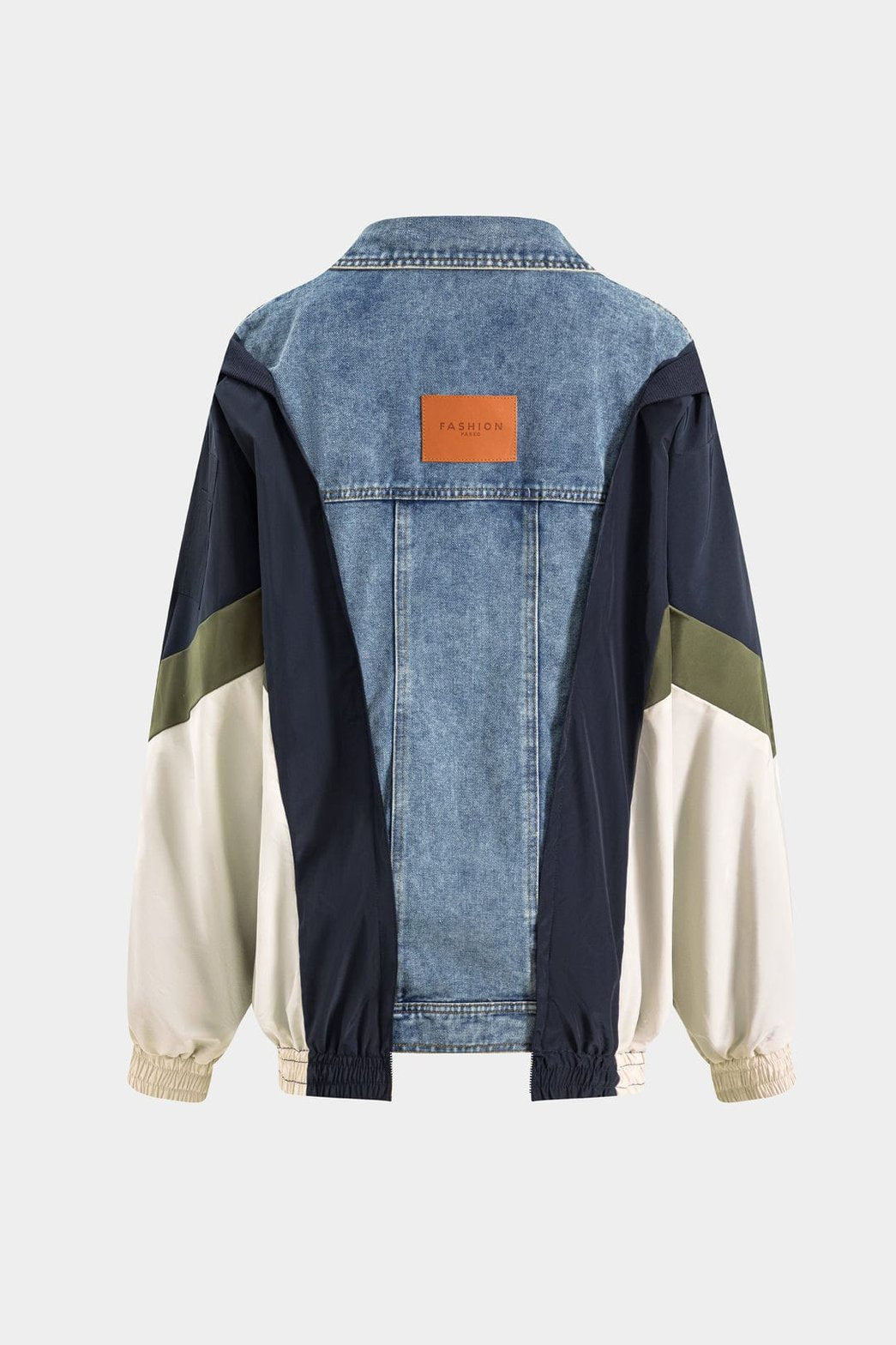 Manteau denim patchwork oversize vue dos étoile